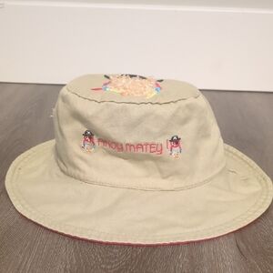 Child's Reversible Pirate Tan And Red Bucket Hat with Embroidered Design